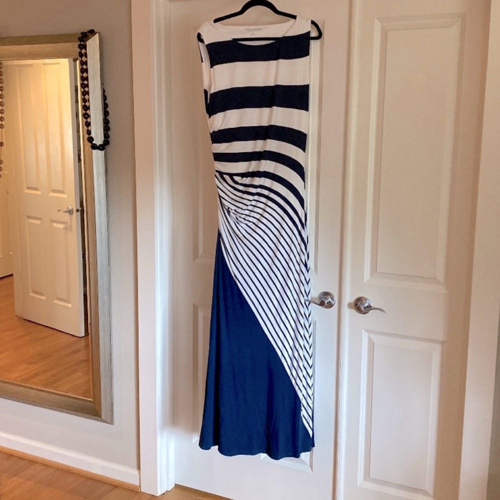 Soft Surroundings Blue and White Striped Maxi Dress